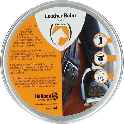 Excellent Leder & Zadel Balm Zwart - 150 ml - Ledervet - De basisverzorging voor alle soorten leder - Geschikt voor ruitermaterialen