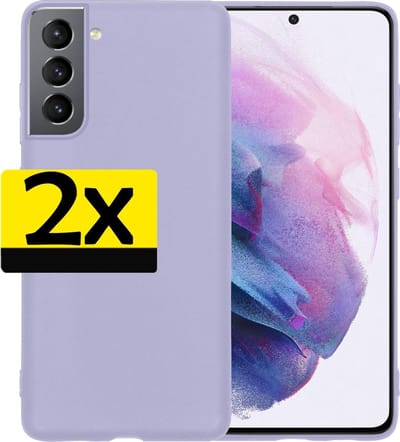 Hoesje - 2 Stuks - Geschikt voor Samsung Galaxy S21 - Sterk & Shockproof - Case Siliconen - Back Cover - Telefoon Hoes - Telefoonhoesjes - Lila