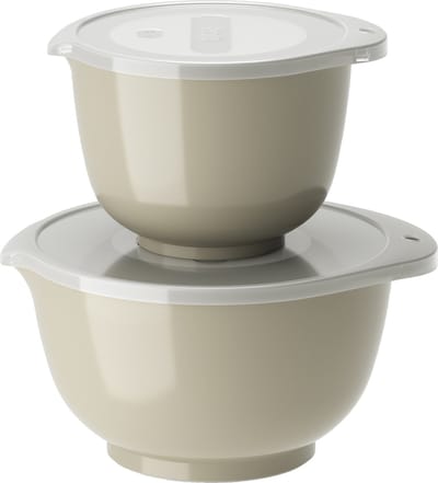 Rosti Margrethe Beslagkom Set - 4 delig - 1,5 en 3 L - Humus - Mengkom met Deksel voor Bakken en Koken - Magnetron-, Vriezer- en Vaatwasmachinebestendig