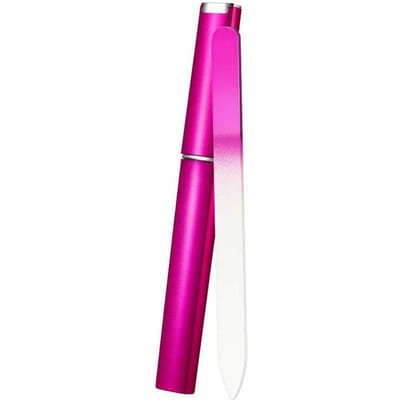 1 pièce Lime à ongles colorée en verre double face Bande Professionnelle Transparente Dégradée Cristal Poli Outils de Manucure DIY Fournitures pink