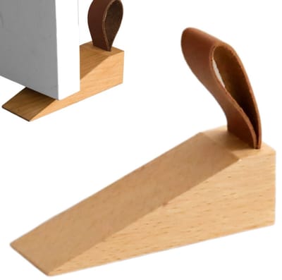 2 stuks - Deurstopper - Deurstopper voor thuis - Deurstopper voor de slaapkamer - Winddichte deurstopper - Veiligheidsdeurstopper - Antislip - Geluidsarm - Natuurlijke houtkleur - 11*3,5*3,5 cm - Geschikt voor slaapkamers en kantoren