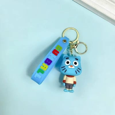 Gumball Wereld Cartoon Gumball Sleutelhanger Auto Hanger Tas Accessoires Ganbao Darwin Anan Konijn Sleutelhanger Hanger Kindercadeau blue
