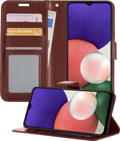 Hoesje - Geschikt voor Samsung Galaxy M22 - Luxe Bookcase - Walletcase Hoes - Portemonnee - Cover - Telefoonhoes - Bruin