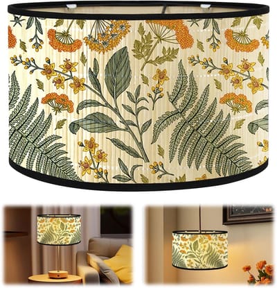 SnelShoppen - Stof Lampenkap Hanglamp Trommel 30x30x20 cm - Retro Handgemaakte Tafellamp Lampenkap E27 Nachtkastje - Ideaal voor Woonkamer, Slaapkamer