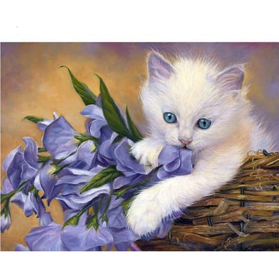 Diamond Painting Animal Cat Kit Sets voor Diamond Borduurbloemen Handwerkpatroon Steentjes 20X30CM gray
