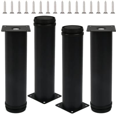 Dailygoods - Meubelpoten 20 cm - 4 Stuks Zwart Roestvrij Staal