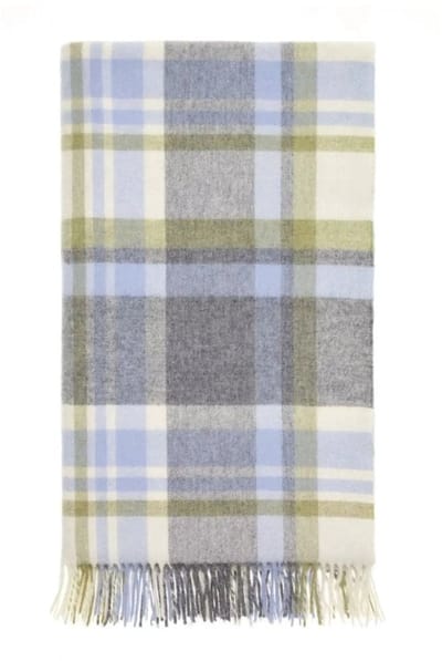 Plaid Portree Grijs Lichtblauw - Merino lamswol - 140x185 - Bronte by Moon Scotland