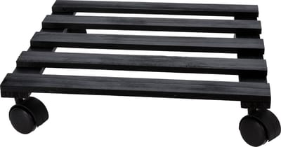 Pro Garden Plantentrolley - hout - zwart - vierkant - 28 x 28 cm - 50 kilo