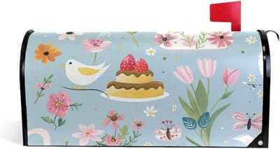 Brievenbus Decoratie - Magnetische Covers - Buiten Versieren - Waterdicht Zonbestendig - 45 x 50 cm - Bloemen Blauw