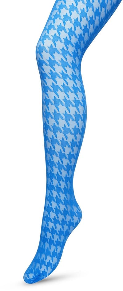 Bonnie Doon Houndstooth Panty 50 Denier Blauw Dames maat S/M - Pied de Poule - Print - Gladde Naden - Maximaal Draagcomfort - Houndstooth Tights - Chique Panty - Feestelijk - Directoire Blue - BP221903.216