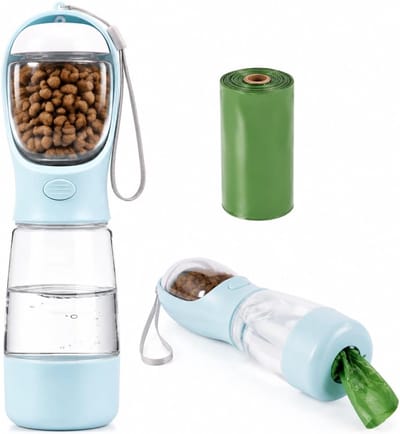 VHV - Honden Drinkfles - 4-in-1 Waterfles met Voerbak 400 ml - Voor Wandelen