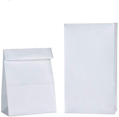 Set van 100 Duurzame Kraft Papieren Tassen voor Voedsel, Brood en Maaltijden, 100% Gerecycled Papier, Milieuvriendelijk en Herbruikbaar