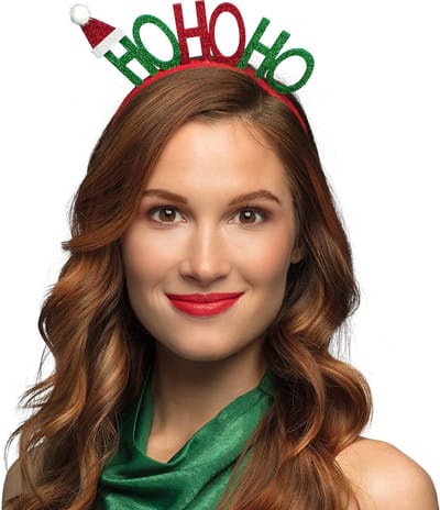 Boland - Diadeem 'HoHoHo' Rood,Groen - Één maat - Volwassenen - Unisex - Kerst - Themafeest
