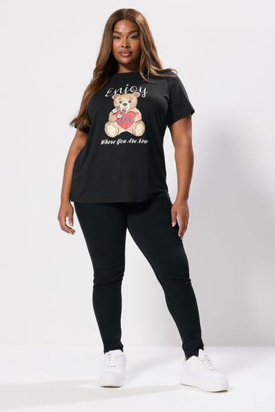 Yours Zwart Teddybeer Print Tshirt Size 42