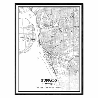 Zwart-Wit Kaart Poster Verenigde Staten Steden Muurkunst Canvas Print - Modern en Stijlvol - 51x77 cm