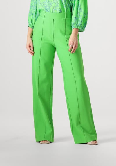 Jansen Amsterdam Abby Broek Hvm 439 Wide Long Broeken Dames - Groen - Maat S