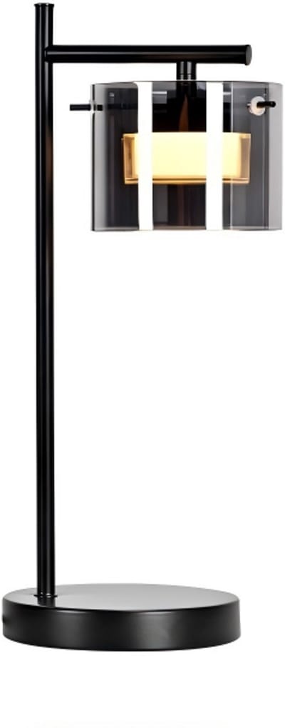 Glitzerlife - Tafellamp Nachtlamp LED Tafellamp Modern - Kabelschakelaar - Warmlicht Tischleuchte - Glas & Metaal - Flexibel Plaatsbaar - 40 cm - Zwart