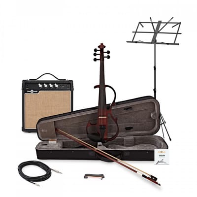 5 String Electric Violin Amp Pack by Gear4music, Trans Red