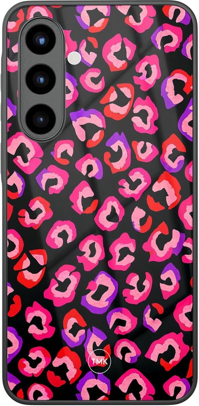 Hoesje geschikt voor Samsung Galaxy A56 - Luipaard neon - Multi - TPU luxe case (glossy toplaag) - Luipaardprint - Hardcase backcover zwart