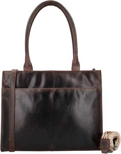 Hide & Stitches Next Navajo Laptoptas 15,6 inch - Schoudertas - Shopper - Laptopvak - Leren Dames Tas - Donkerbruin