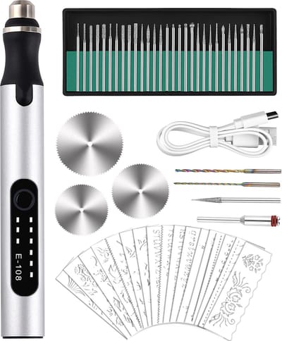 Elektrische graveerpen- graveergereedschapset- graveerapparaat- USB mini graveerpen met graveeraccessoires voor houtsnijwerk- glas- hout- metaal- steen- kunststof- keramiek- sieraden- nagels