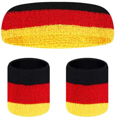 New Age Devi - Zweetbanden-set - Hoofd- en Polsbanden voor topprestaties tijdens training en activiteiten - Duitsland - Duits - Deutschland - WK - Supporter set