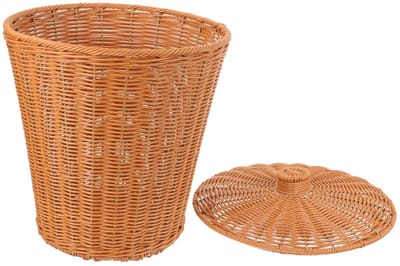 Rotan Prullenbak - Opslag Mand - Opruimen en Opbergen - Imitatie Rotan Design - 32x26x26 cm - Lichtbruin