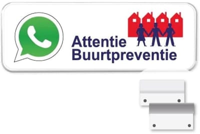 Buurtpreventie Whatsapp - Weerbestendig Aluminium - 40x15 cm - Bevestiging: Met muur-/ wandmontage beugels
