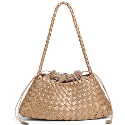 Handgeweven Dames Tas, High-end, Veelzijdig, Enkele Schouder Onderarm Tas, Retro Casual Handgedragen Moeder en Kind Tas beige