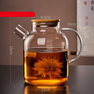 Transparante Glazen Theepot Huis en Keuken Puer Theepot met Houten Deksel Ketel Theeset Koffie- en Thee Servies brown