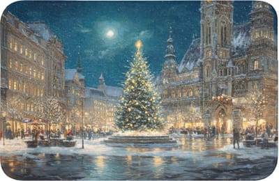 WC mat 60x40 cm - Antislip - Kerstnacht - Stadsplein - Meerkleurig - Toiletmat - Vloermat - Douchemat - Toilet tapijt - Toiletmatten