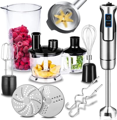 QIN® Mixer staafmixer - Mixer - Mixer handmixer - Zilver - ‎27cm x 25cm x 34cm