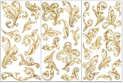 Allecto - Damast Wrijven Op Transfers - Vintage Bloemen Sticker - 3 Stuks Set - Meubel Overdracht - Geschikt Voor Houten Meubels - 15x30cm