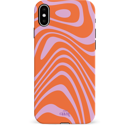 xoxo Wildhearts Boogie Wonderland Orange - Double Layer - Hard case geschikt voor iPhone X / Xs hoesje - Golven print hoesje oranje - Beschermhoes shockproof case geschikt voor iPhone X / Xs hoesje - Hoesje met golven print oranje