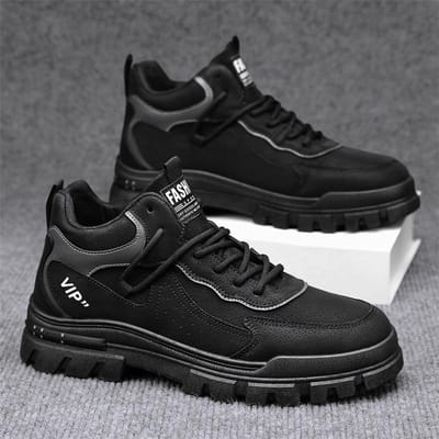 Heren casual laarzen zachte zool antislip Vier Seizoenen werk outdoor laarzen student sportlaarzen mode jeugd veelzijdig trendy laarzen 39 black