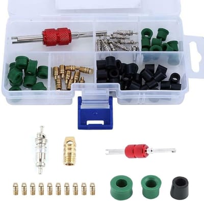 Dailygoods- Reparatieset Airconditioning 71 Stuks - Ventielkern Gereedschap - Kleppen/Pakkingen - Universele Modellen - Professioneel Gebruik - Inclusief Verwijderhulp - Airconditioning Set