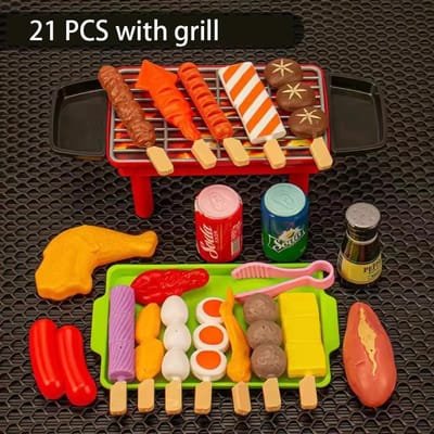 Kinderen Simulatie Barbecue Speelgoed Set BBQ Koken Doen Alsof Betrek bij Keukenspeelgoed Interactieve Grill Speelvoedsel Kookgerei Speelset voor Kinderen