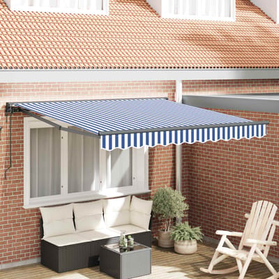 vidaXL Zijde Frame Blauw en Wit 300 x 250 cm Polyester met PU-coating