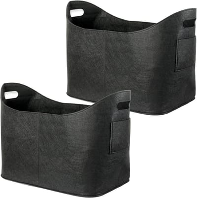 Vilten houtmand - Opbergzak - Haardhout Opslag - Stabiele 5mm dikte - 53 x 40 x 30 cm - Zwart