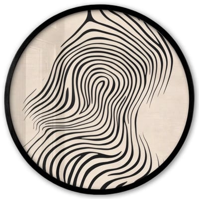Poster in lijst Rond - Fotolijst 40x40 cm - Posters - Lijnen - Abstract - Golvend - Zwart - Ronde posterlijst zwart - Decoratie - Wanddecoratie woonkamer - Muurdecoratie slaapkamer