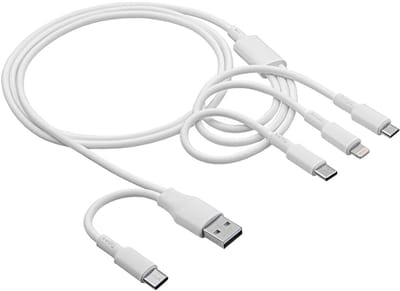 Akyga AK-USB-52 USB-kabel USB-C stekker, USB-A stekker, Apple Lightning stekker, USB-micro-B stekker 1.20 m Wit