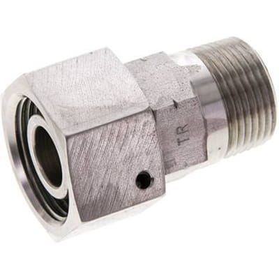 20S & 3/4'' NPT RVS Rechte Draaidoorvoer Buitendraad 400bar FKM O-ring en Afdichtconus Verstelbaar ISO 8434-1