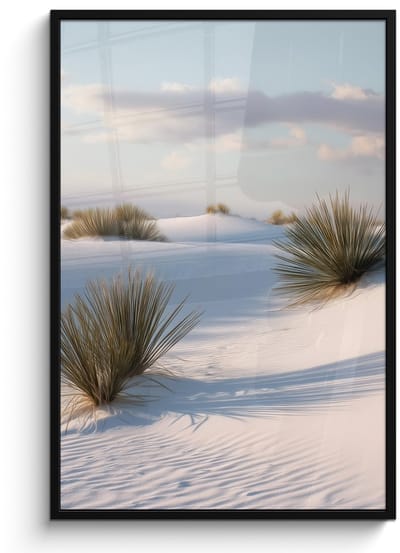 Poster in lijst - Fotolijst 80x120 cm - Posters - Duinen - Gras - Wolken - Beige - Posterlijst zwart - Decoratie - Wanddecoratie woonkamer - Muurdecoratie slaapkamer