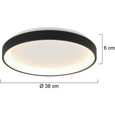 Plafondlamp Ringlede 3691ZW Zwart - Dimbare, trendy kunststof en metaal, geschikt voor binnen, slank profiel van 6 cm - Steinhauer