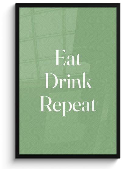 Poster in lijst - Fotolijst 60x90 cm - Posters - Eten - Drinken - Tekst - Mintgroen - Posterlijst zwart - Decoratie - Wanddecoratie woonkamer - Muurdecoratie slaapkamer