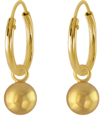 Joy|S - Zilveren bal bedel oorbellen - gold plated - bol bedel oorringen