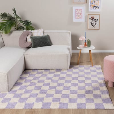 Fraai Retro vloerkleed - Gambit Lila/Wit - 80x150cm