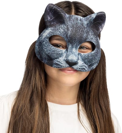 Boland - EVA masker Kat Grijs - Kinderen en volwassenen - Kat - Dieren - Carnaval - Themafeest