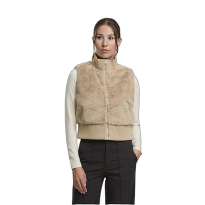 Urban Classics - Cropped Faux Fur Mouwloos jacket - M - Beige