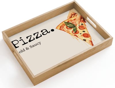 Dienblad hout 40x30 cm - Schootdienblad - Pizza - Kaas - Pepperoni - Borrelplank rechthoek - Plateau dienbladen